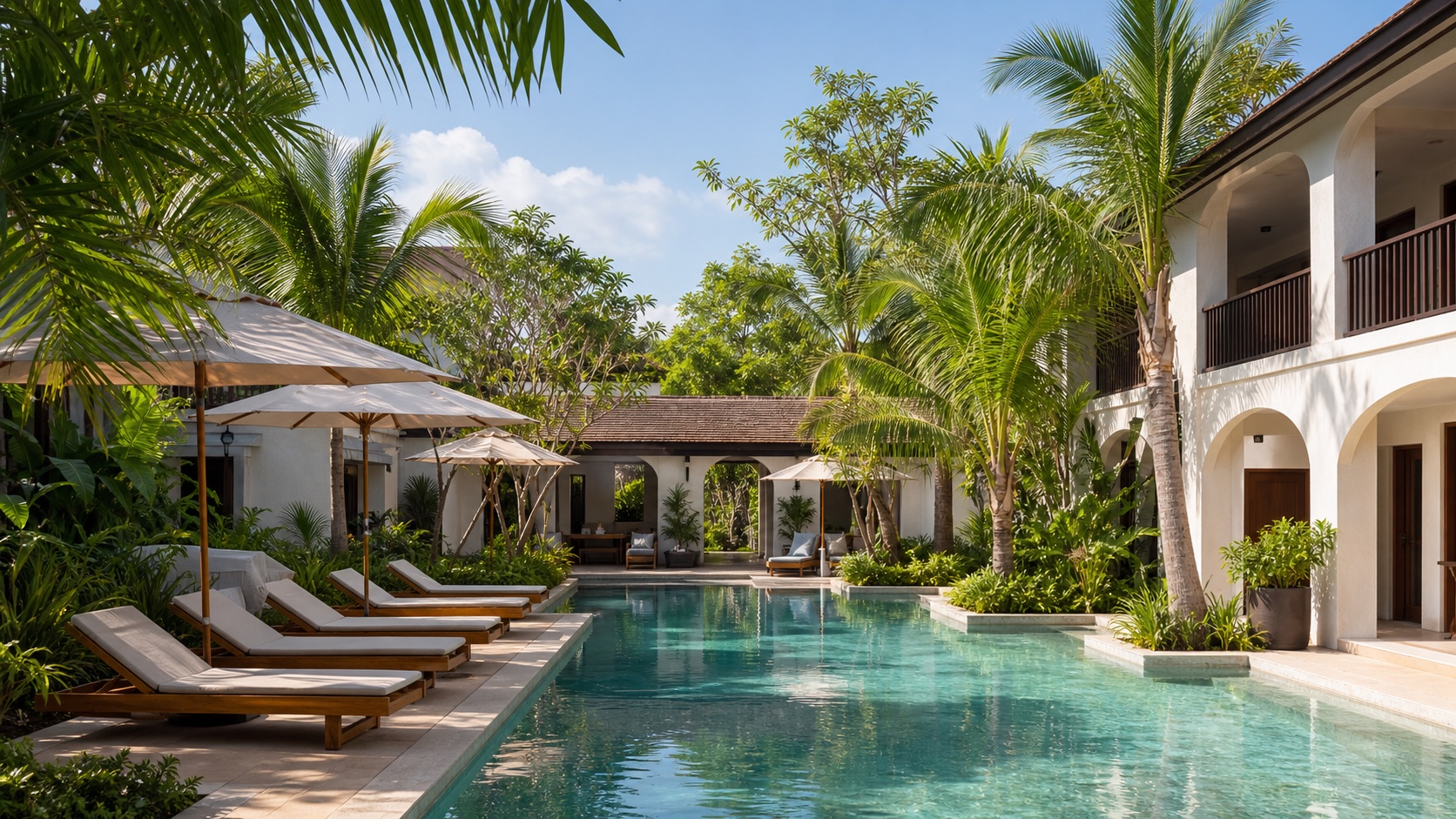 AI-assisted generic hotel shared-space illustration for a Bali hotel guide